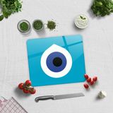Decorita Cam Kesme Tahtası - Cam Kesme Tablası | Nazar Boncuğu | 29cm x 34cm - Mavi
