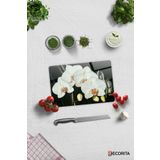 Decorita Cam Kesme Tahtası Cam Kesme Tablası Orkideli Mutfak 20 cm x 30 cm