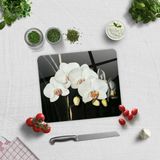 Decorita Cam Kesme Tahtası - Cam Kesme Tablası | Orkideli Mutfak | 29cm x 34cm - 1 Adet