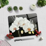 Decorita Cam Kesme Tahtası - Cam Kesme Tablası | Orkideli Mutfak | 30cm x 40cm - Renkli