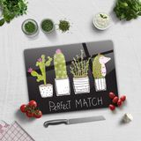 Decorita Cam Kesme Tahtası | Cam Kesme Tablası | Perfect Match - Siyah Fon | - 30 x 40 cm