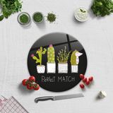 Decorita Cam Kesme Tahtası | Cam Kesme Tablası | Perfect Match - Siyah Fon | - 32 cm