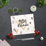 Decorita Cam Kesme Tahtası - Cam Kesme Tablası | Queen Of Te Kitchen - Krem | - 29 x 34 cm
