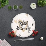 Decorita Cam Kesme Tahtası - Cam Kesme Tablası | Queen Of Te Kitchen - Krem | - 32 cm