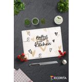 Decorita Cam Kesme Tahtası - Cam Kesme Tablası | Queen Of The Kitchen - Krem | 30cm X 40cm