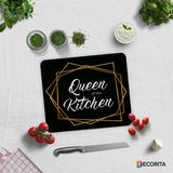 Decorita Cam Kesme Tahtası - Cam Kesme Tablası | Queen Of The Kitchen - Siyah | 29cm x 34cm