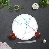 Decorita Cam Kesme Tahtası - Cam Kesme Tablası | Renkli Beyaz Mermer | Çap32cm - 32 cm