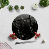 Decorita Cam Kesme Tahtası - Cam Kesme Tablası | Siyah Mermer Görünümlü | Çap 32cm - 32 cm