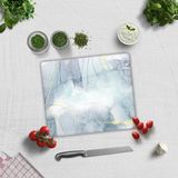Decorita Cam Kesme Tahtası - Cam Kesme Tablası | Soyut Suluboya | 29cm x 34cm - 29 x 34 cm