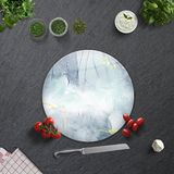 Decorita Cam Kesme Tahtası - Cam Kesme Tablası | Soyut Suluboya | Çap32cm - 32 cm