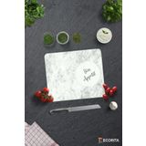 Decorita Cam Kesme Tahtası - Cam Kesme Tablası | Taş Görünümlü | Bon Appetit | 29cm X 34cm