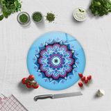 Decorita Cam Kesme Tahtası - Cam Kesme Tablası | Turkuaz Nazar Boncuğu | Çap 32cm