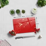 Decorita Cam Kesme Tahtası - Cam Kesme Tablası | Yeni Yıl Kırmızı | - 20 x 30 cm