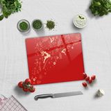 Decorita Cam Kesme Tahtası - Cam Kesme Tablası | Yeni Yıl Kırmızı | - 29 x 34 cm