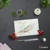 Decorıta Cam Kesme Tahtası| Gold Detaylı Beyaz Mermer