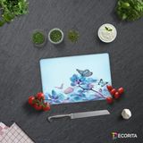 Decorıta Cam Kesme Tahtası| Mavi Çiçek Kelebek