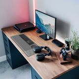 Decorita Cam Mouse Pad | Cam Masa Matı | Düz Renk - Gri | Large | 40CM x 80CM
