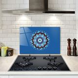 Decorita Cam Ocak Arkası Koruyucu | Mandala Nazar Boncuğu | 40cm X 60cm - Renkli