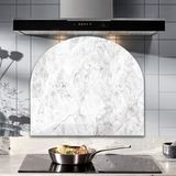 Decorita Cam Ocak Arkası Koruyucu | Oval Şekilli | Taş Görünümlü | 52CM x 60CM - 1 Adet