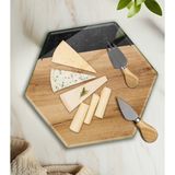 Decorita Cam Peynir Sunum Tabağı | Cam Servis Tabağı | Ahşap-Siyah Desen | 26CM x 30CM - 25 x 35 cm