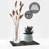 Decorita Cam Saksı Altlığı | Kahverengi Detaylı Siyah Mermer Görünümlü | - 29 x 34 cm