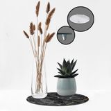 Decorita Cam Saksı Altlığı | Kahverengi Detaylı Siyah Mermer Görünümlü | - 32 cm