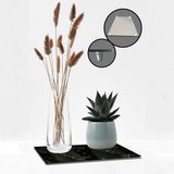 Decorita Cam Saksı Altlığı | Siyah Mermer Görünümlü | - 29 x 34 cm