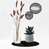 Decorita Cam Saksı Altlığı | Siyah Mermer Görünümlü | - 32 cm