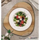 Decorita Cam Tabak | Kahvaltı Tabağı | Cam Supla | 2'li Takım | Doğal Ahşap | 32CM x 35CM