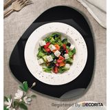 Decorita Cam Tabak | Kahvaltı Tabağı | Cam Supla | 2'li Takım | Düz Renk - Siyah | 32CM x 35CM