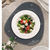 Decorita Cam Tabak | Kahvaltı Tabağı | Cam Supla | 2'li Takım | Füme Cam | 32CM x 35CM