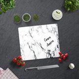 Decorita Canım Annem | Beyaz Mermer Görünümlü | Cam Kesme Tahtası | 29CM x 34CM - 1 Adet