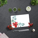 Decorita Çiçek Motifi Desenli | Cam Kesme Tahtası - Cam Kesme Tablası | - 20 x 30 cm