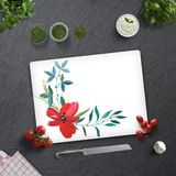 Decorita Çiçek Motifi Desenli | Cam Kesme Tahtası - Cam Kesme Tablası | - 30 x 40 cm