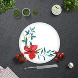 Decorita Çiçek Motifi Desenli | Cam Kesme Tahtası - Cam Kesme Tablası | - 32 cm
