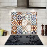 Decorita Çini Desen | Cam Ocak Arkası Koruyucu - 52 x 60 cm