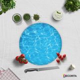 Decorita Deniz Baskılı | Cam Kesme Tahtası - Cam Kesme Tablası | Çap 32cm - 32 cm