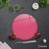 Decorita Düz Renk - Neon Pembe - somon | Cam Kesme Tahtası - Cam Kesme Tablası | Çap 32cm - 32 cm
