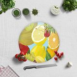 DECORITA Ekşi Meyveler | Cam Kesme Tahtası (Çap 32cm)