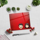 Decorita Emoji Ailesi Kadın & Erkek | Cam Kesme Tahtası - Cam Kesme Tablası - 29 x 34 cm
