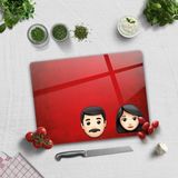 Decorita Emoji Ailesi Kadın & Erkek | Cam Kesme Tahtası - Cam Kesme Tablası - 30 x 40 cm