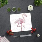 Decorita Flamingo Desen | Cam Kesme Tahtası - Cam Kesme Tablası | - 29 x 34 cm