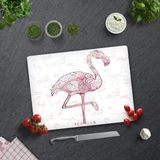 Decorita Flamingo Desen | Cam Kesme Tahtası - Cam Kesme Tablası | - 30 x 40 cm