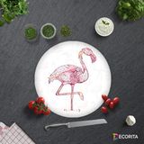Decorita Flamingo Desen | Cam Kesme Tahtası - Cam Kesme Tablası | Çap 32cm