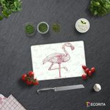 Decorita | Flamingo Desen Cam Kesme Tahtası
