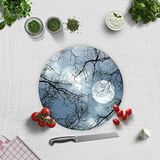 DECORITA Gece Desen | Cam Kesme Tahtası (Çap 32cm)