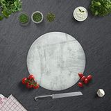 DECORITA Gri Duvar Dokulu | Cam Kesme Tahtası (Çap 32cm)