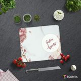 Decorita Guten Appetit | Pudra Pembe Çiçekler | Cam Kesme Tahtası - Cam Kesme Tablası | 29cm x 34cm