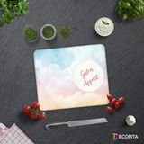 Decorita Guten Appetit | Renkli Bulutlar | Cam Kesme Tahtası - Cam Kesme Tablası | 29cm x 34cm