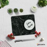 Decorita Guten Appetit | Siyah Mermer Görünümlü | Cam Kesme Tahtası - Cam Kesme Tablası | 29cm x 34cm
